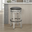 Zeka Swivel Barstool Set of 2- Gray Faux Leather and Mahogany Wood