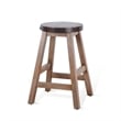 Ayka Round Counter Stool- Metal Band- Splayed Legs- Brown Mahogany
