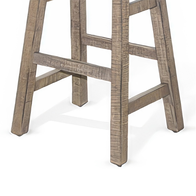 Rena Barstool Set of 2- Saddle Style Seat- Light Brown Mahogany Wood