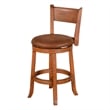 Marv Swivel Counter Height Chair Set of 2- Brown Faux Leather- Wood