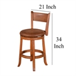 Marv Swivel Counter Height Chair Set of 2- Brown Faux Leather- Wood