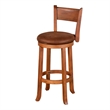 Marv Swivel Barstool Chair Set of 2- Brown Faux Leather- Mahogany Wood
