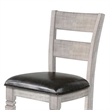 Zeka Barstool Chair Set of 2- Black Faux Leather- Gray Wood Ladderback