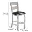 Zeka Barstool Chair Set of 2- Black Faux Leather- Gray Wood Ladderback
