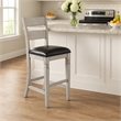 Zeka Barstool Chair Set of 2- Black Faux Leather- Gray Wood Ladderback