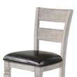 Zeka Barstool Chair Set of 2- Black Faux Leather- Gray Wood Ladderback