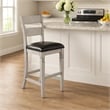 Zeka Barstool Chair Set of 2- Black Faux Leather- Gray Wood Ladderback
