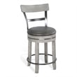 Zeka Swivel Counter Stool Chair Set of 2- Faux Leather- Gray Mahogany