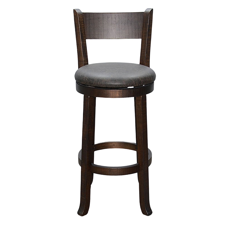 Flint Swivel Barstool Chair Set of 2- Faux Leather- Brown Mahogany