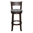Flint Swivel Barstool Chair Set of 2- Faux Leather- Brown Mahogany