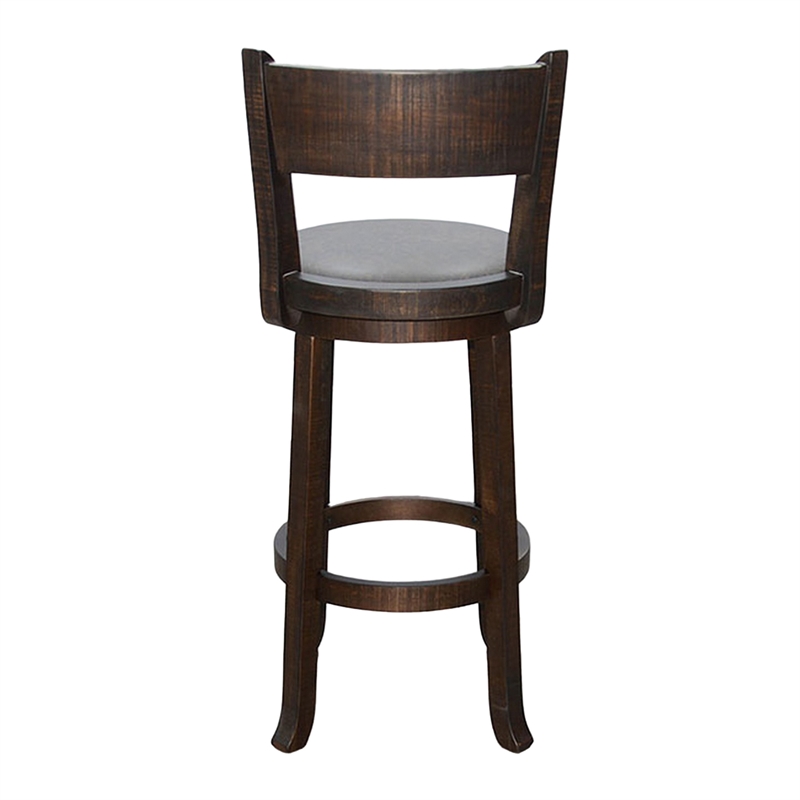 Flint Swivel Barstool Chair Set of 2- Faux Leather- Brown Mahogany