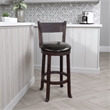 Flint Swivel Barstool Chair Set of 2- Faux Leather- Brown Mahogany