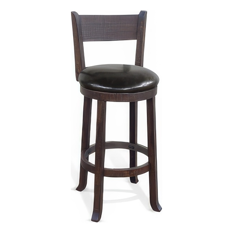 Flint Swivel Barstool Chair Set of 2- Faux Leather- Brown Mahogany