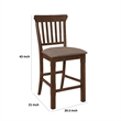 Lsy Counter Stool Chair Set of 2- Brown Wood- Fabric Upholstered Seat