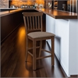 Lsy Counter Stool Chair Set of 2- Brown Wood- Fabric Upholstered Seat