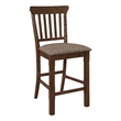 Lsy Counter Stool Chair Set of 2- Brown Wood- Fabric Upholstered Seat