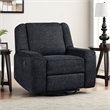 Ruma Swivel Manual Reclining Chair w Tab Pull- Ebony Black Chenille