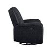 Ruma Swivel Manual Reclining Chair w Tab Pull- Ebony Black Chenille