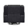 Ruma Swivel Manual Reclining Chair w Tab Pull- Ebony Black Chenille