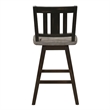 Ati Swivel Counter Height Chair Set of 2- Slatted Black Wood- Gray