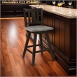 Ati Swivel Counter Height Chair Set of 2- Slatted Black Wood- Gray