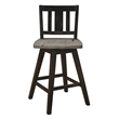 Ati Swivel Counter Height Chair Set of 2- Slatted Black Wood- Gray