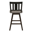 Ati Swivel Counter Height Chair Set of 2- Slatted Black Wood- Gray