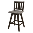 Ati Swivel Counter Height Chair Set of 2- Slatted Black Wood- Gray