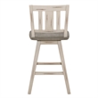 Ati Swivel Counter Height Chair Set of 2- Slatted White Wood- Gray