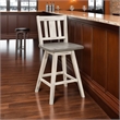 Ati Swivel Counter Height Chair Set of 2- Slatted White Wood- Gray