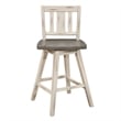 Ati Swivel Counter Height Chair Set of 2- Slatted White Wood- Gray
