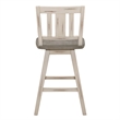 Ati Swivel Counter Height Chair Set of 2- Slatted White Wood- Gray