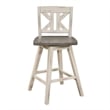 Ati Swivel Counter Height Chair Set of 2- X Back White Wood- Gray