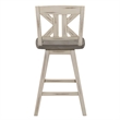 Ati Swivel Counter Height Chair Set of 2- X Back White Wood- Gray