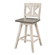 Ati Swivel Counter Height Chair Set of 2- X Back White Wood- Gray