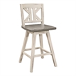 Ati Swivel Counter Height Chair Set of 2- X Back White Wood- Gray