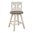 Ati Swivel Counter Height Chair Set of 2- X Back White Wood- Gray