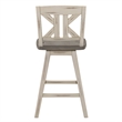 Ati Swivel Counter Height Chair Set of 2- X Back White Wood- Gray