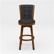 Core Set of 2 Swivel Counter Stool Chairs- Brown- Black Faux Leather