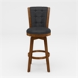 Core Set of 2 Swivel Counter Stool Chairs- Brown- Black Faux Leather