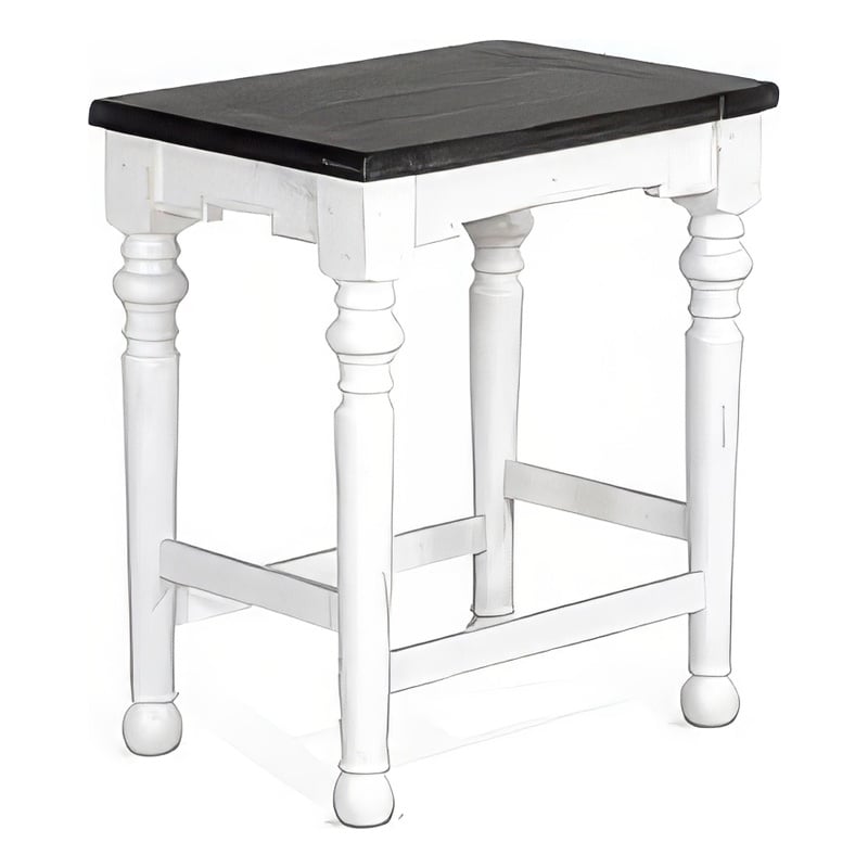 Orso Counter Height Stool Set of 2- White- Dark Brown Mahogany Wood