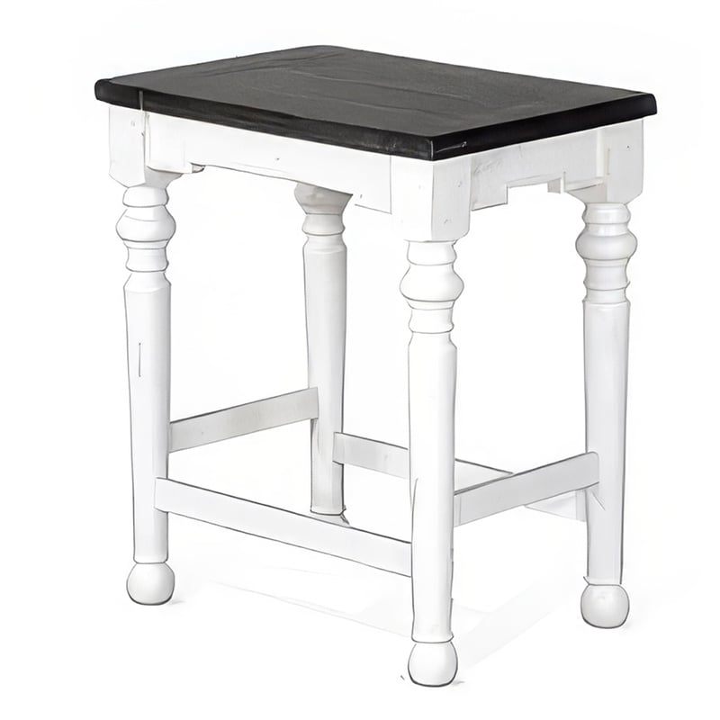 Orso Counter Height Stool Set of 2- White- Dark Brown Mahogany Wood