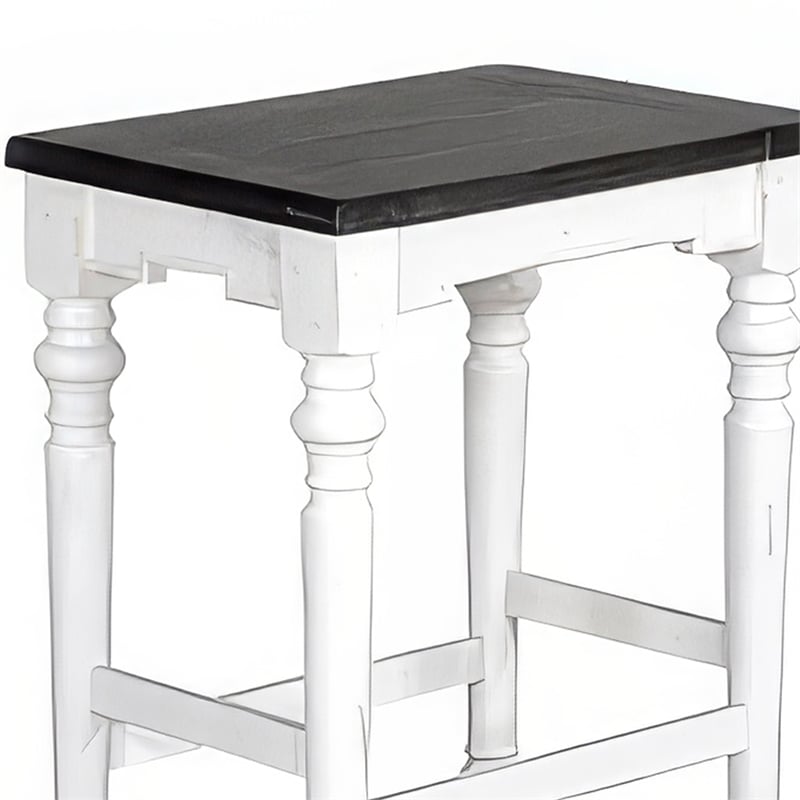 Orso Counter Height Stool Set of 2- White- Dark Brown Mahogany Wood