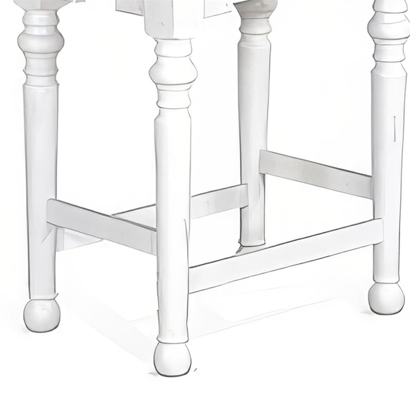Orso Counter Height Stool Set of 2- White- Dark Brown Mahogany Wood