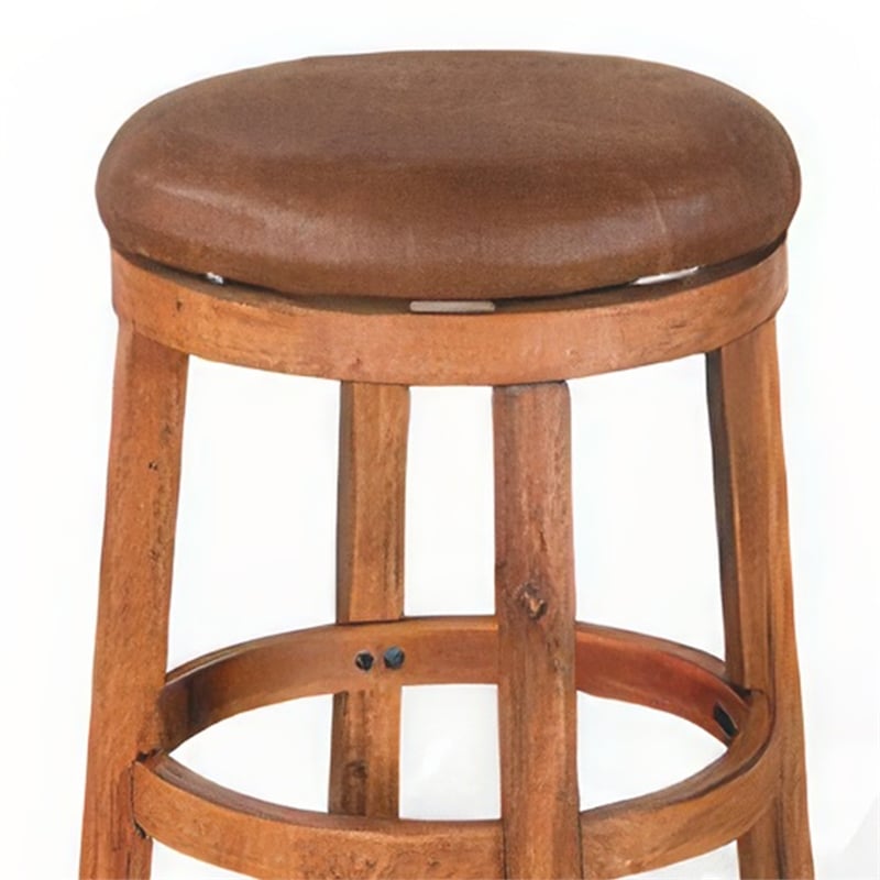 Marv Swivel Counter Stool Set of 2 - Faux Leather Seat - Mahogany Wood