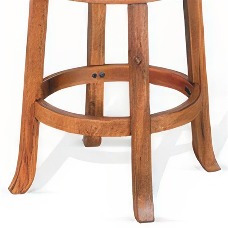 Marv Swivel Counter Stool Set of 2 - Faux Leather Seat - Mahogany Wood