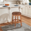 Marv Swivel Counter Stool Set of 2 - Faux Leather Seat - Mahogany Wood