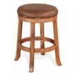 Marv Swivel Counter Stool Set of 2 - Faux Leather Seat - Mahogany Wood