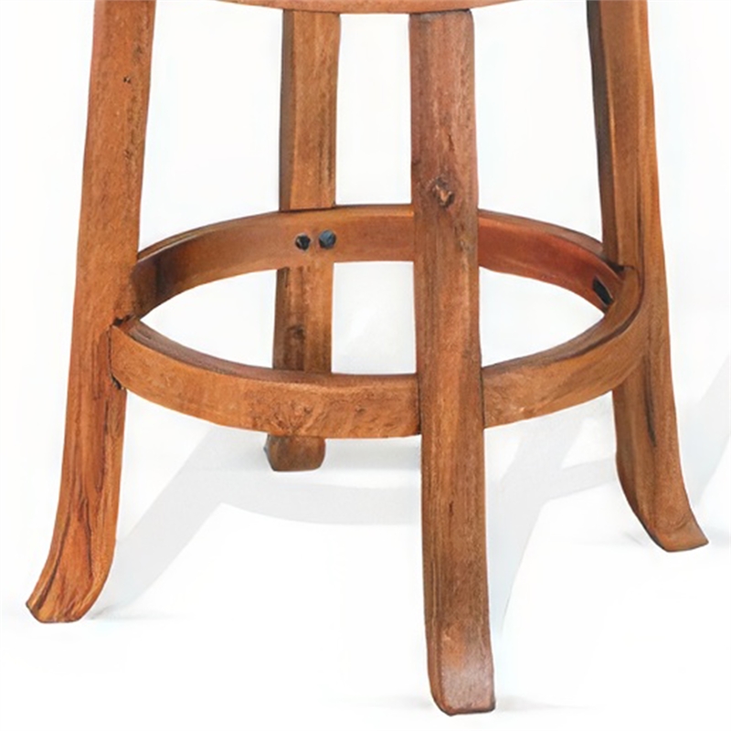 Marv Swivel Counter Stool Set of 2 - Faux Leather Seat - Mahogany Wood