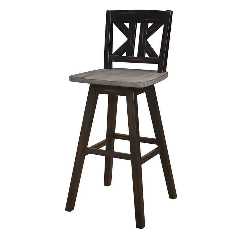 Ati 29 Inch Bar Height Stool Swivel Chairs Set of 2- X Back